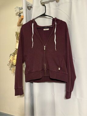 UGG Women's Maroon Zip Hoodie with White Drawstrings
